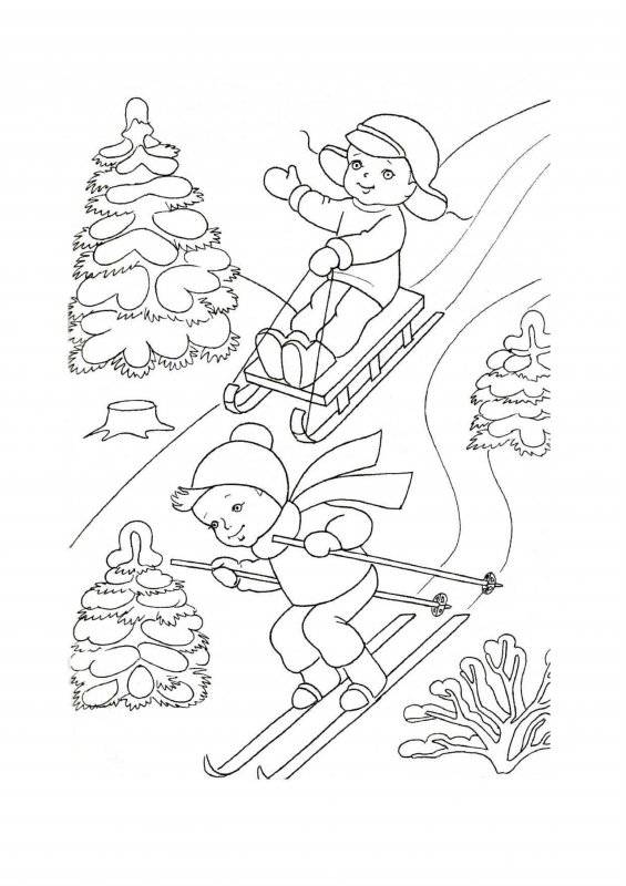 Desene cu Iarna de colorat, planșe și imagini de colorat