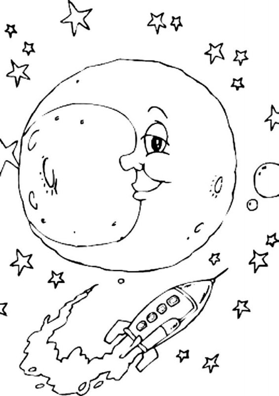 Desene cu Luna de colorat, imagini și planșe de colorat cu