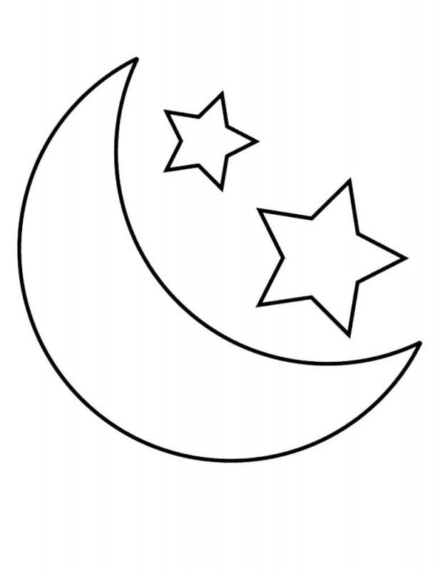 Desene cu Luna si Stele de colorat, imagini și planșe de